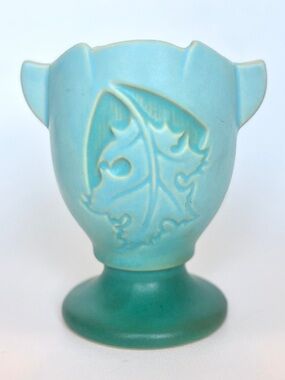 Roseville Silhouette 779-5 Vase Aqua Blue Seafoam Oak Leaf Urn Flower Arrranger